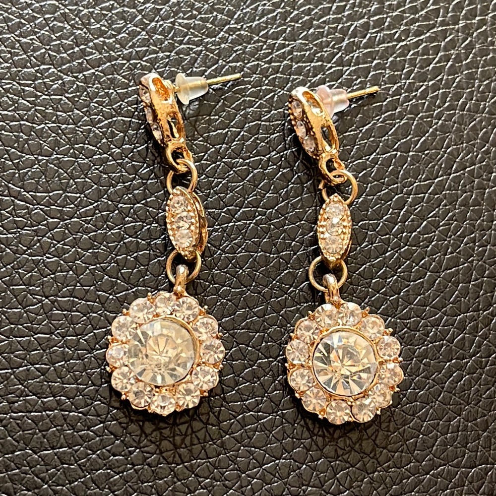 Flowers Dangle Zirconia Round Drops Rhinestone earrings